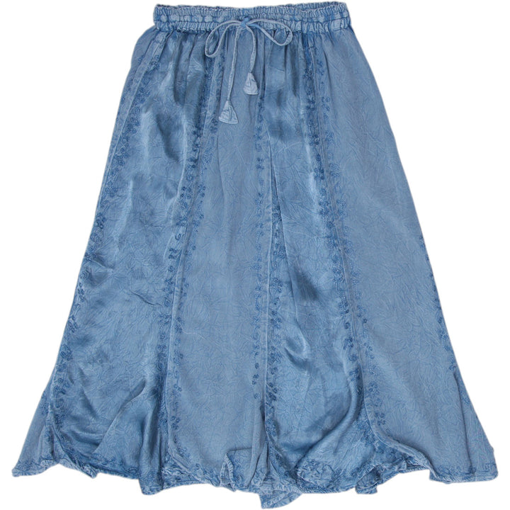 Y2K Ladies Unbranded Skirt Blue Embroidered Midi Rayon