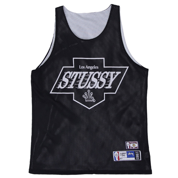 Vintage Los Angeles Stussy Black & White Reversible Mesh Tank Size S - Fashion Rerun Vintage Migration_Jersey