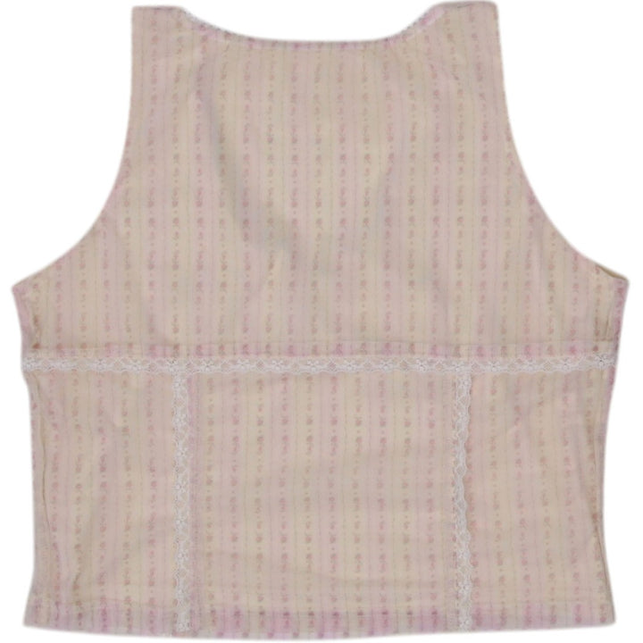 Y2K Ladies Lace Trim Cute Patterned Crop Top Size M | Migration_Y2K Tops - Side View | Fashion Rerun