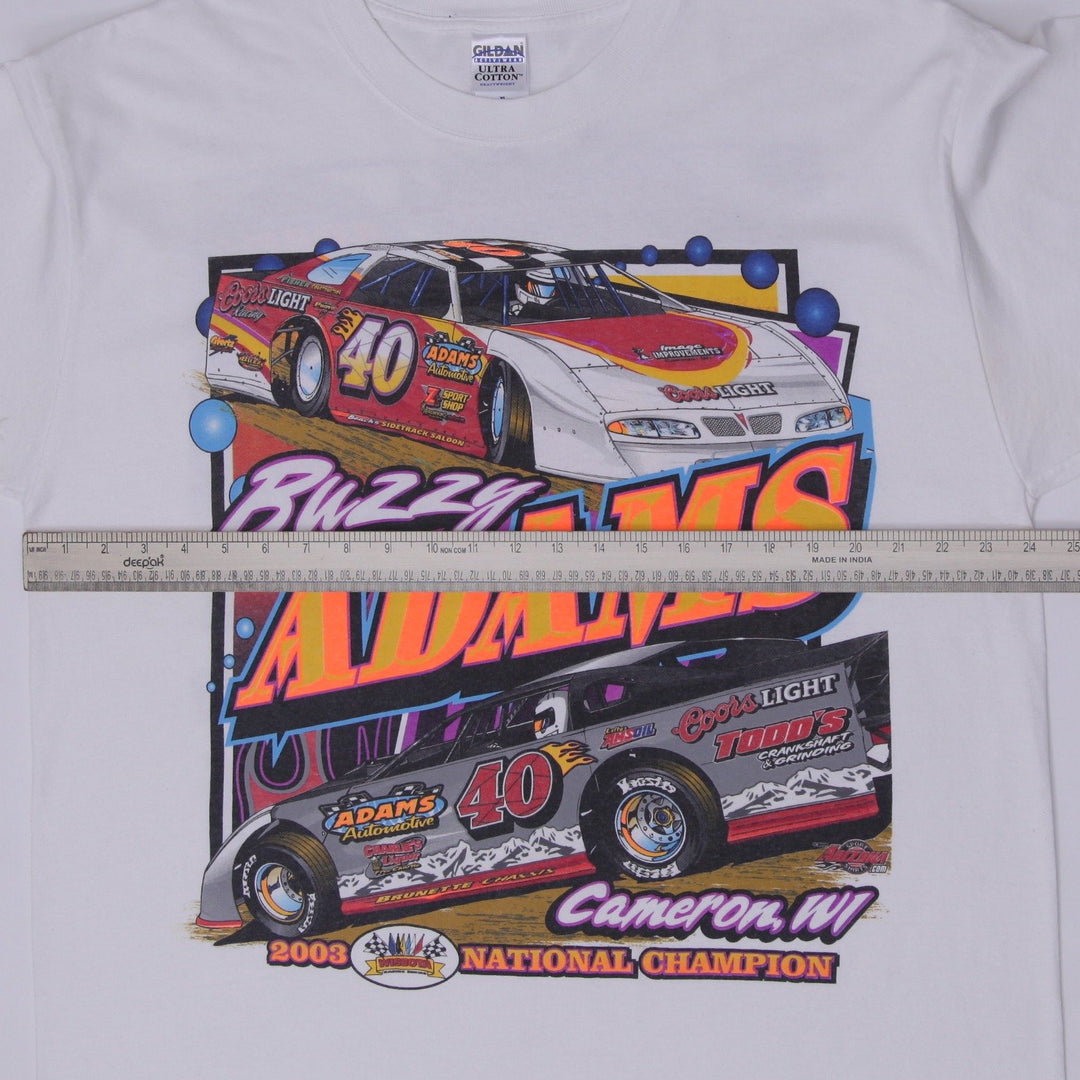 Vintage 1999 Buzzy Adams Racing Graphic T-Shirt Size XL