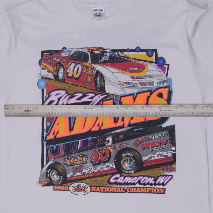 Vintage 1999 Buzzy Adams Racing Graphic T-Shirt Size XL