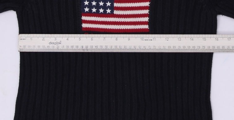 Vintage Ladies Polo Jeans Co. Ralph Lauren American Flag Knit Black Sweater M