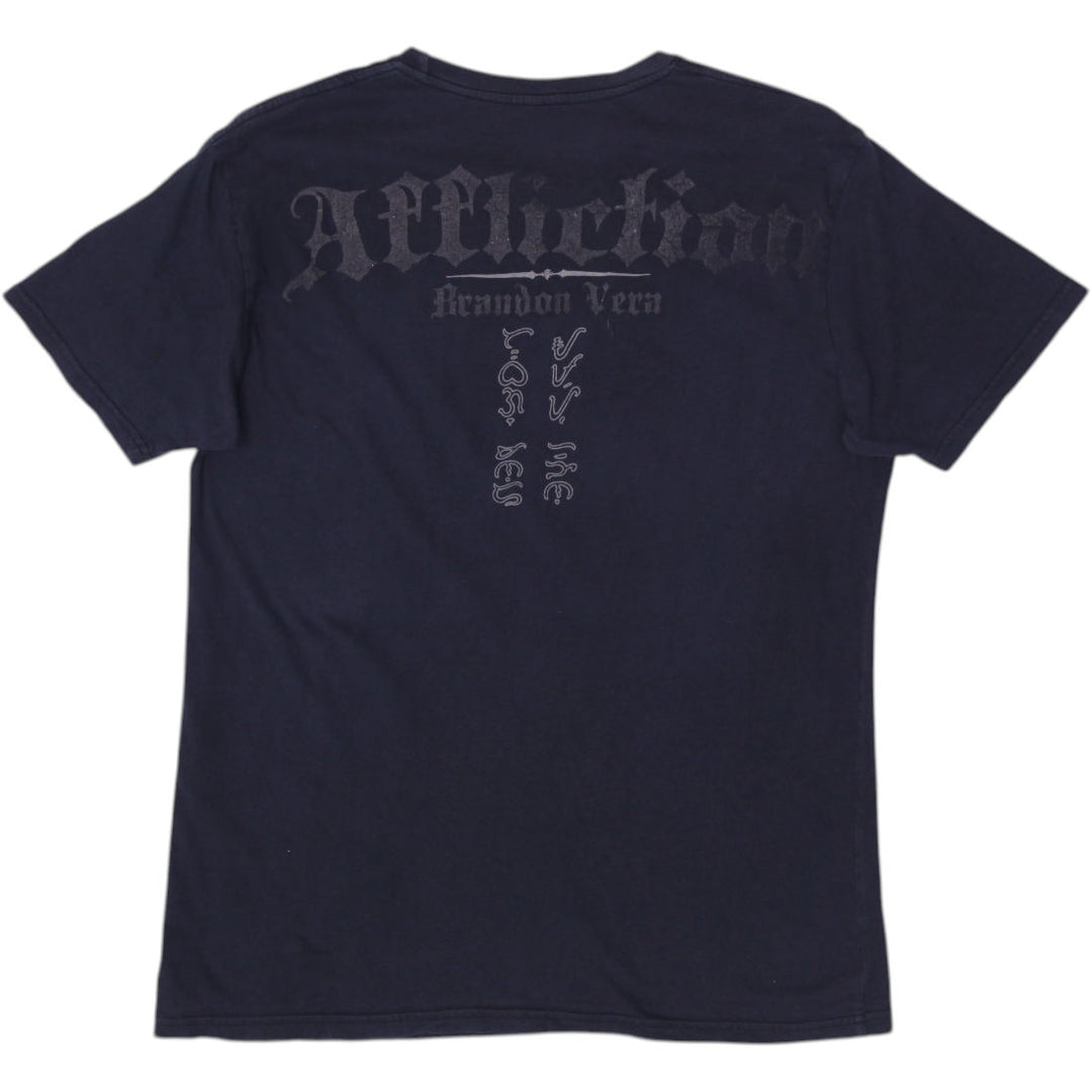 Y2K Mens Affliction Brandon Vera T-Shirt Black Graphic Design