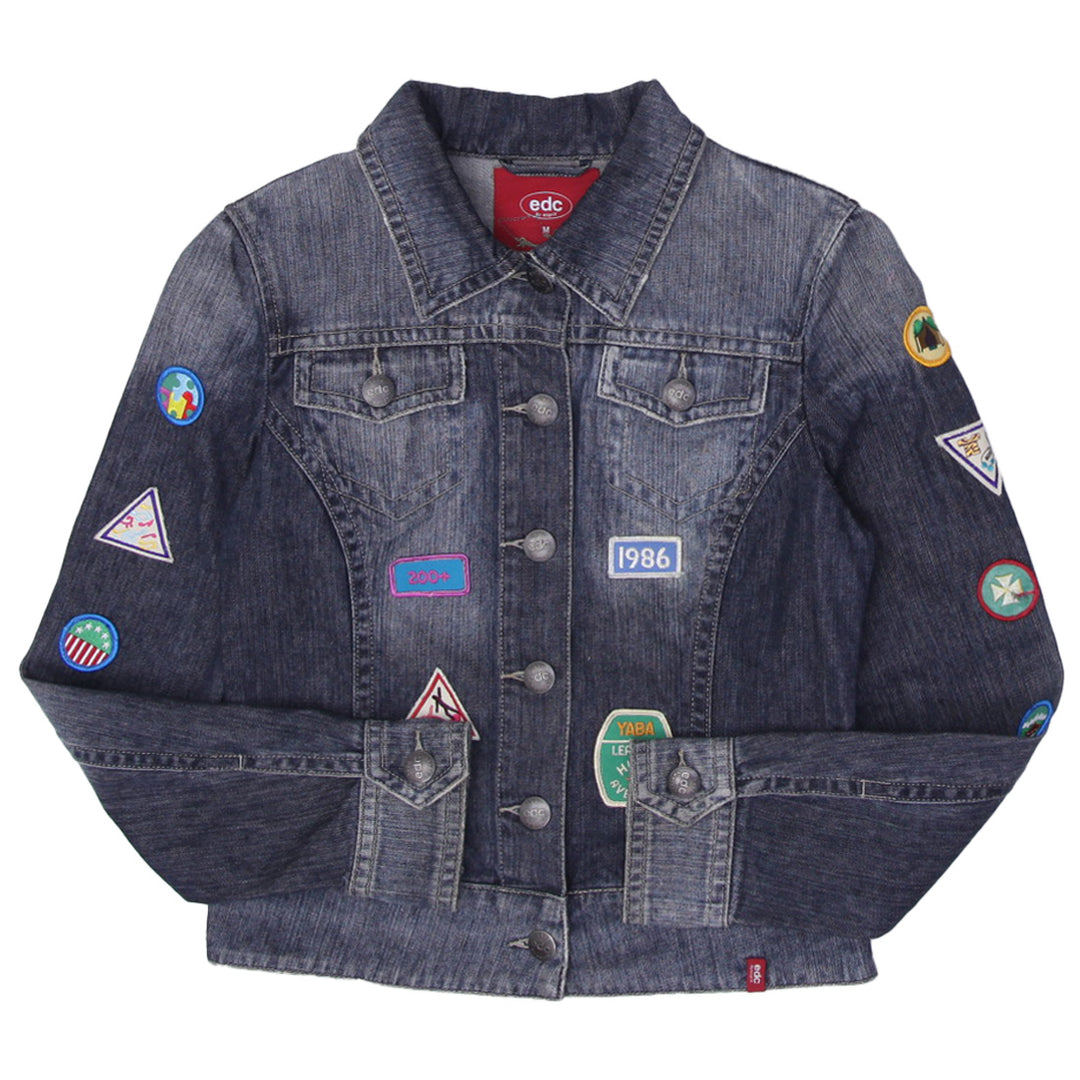 Shop Y2K Ladies 1998 EDC By Esprit Patches Denim Jacket Fashion