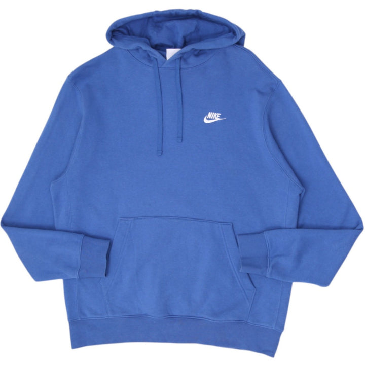 Mens Nike Sportswear Club Fleece Hoodie Blue White Embroidered Logo Size L
