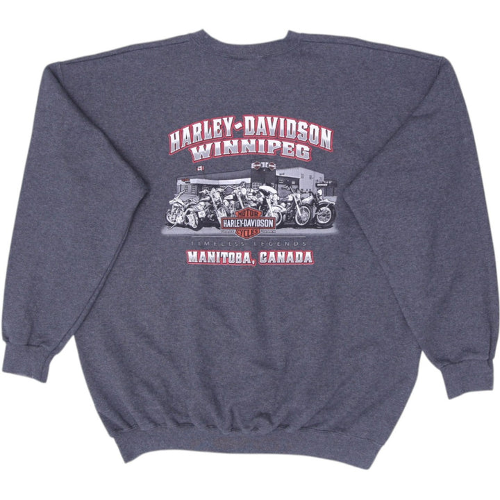 Mens Harley Davidson Sweatshirt Gray Graphic Winnipeg Canada Size XL