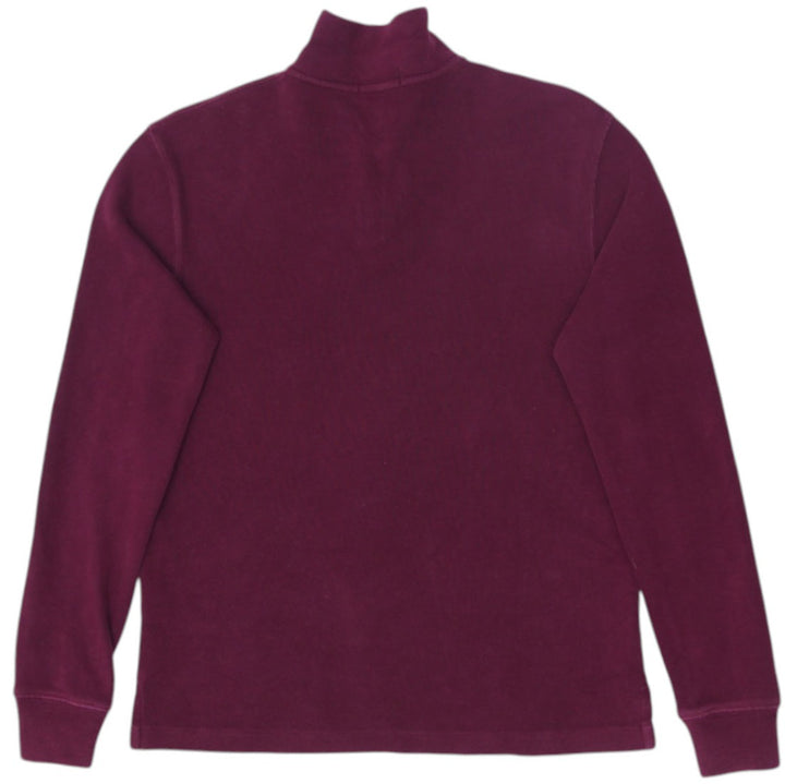 Retro Mens Polo Ralph Lauren Maroon Knit 1/4 Zip Sweater Size XS