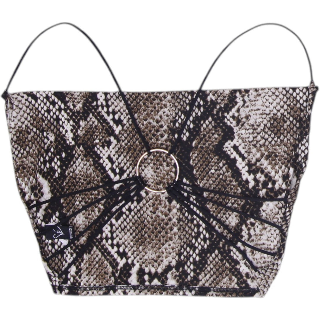 Y2K Ladies Snakeskin O Ring Strappy Back Crop Top Size S