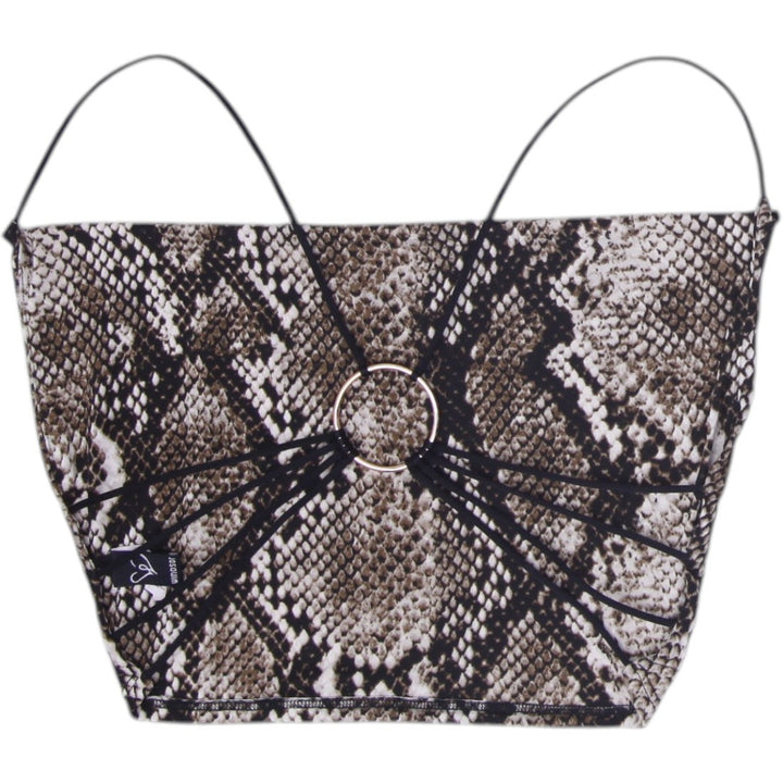 Y2K Ladies Snakeskin O Ring Strappy Back Crop Top Size S