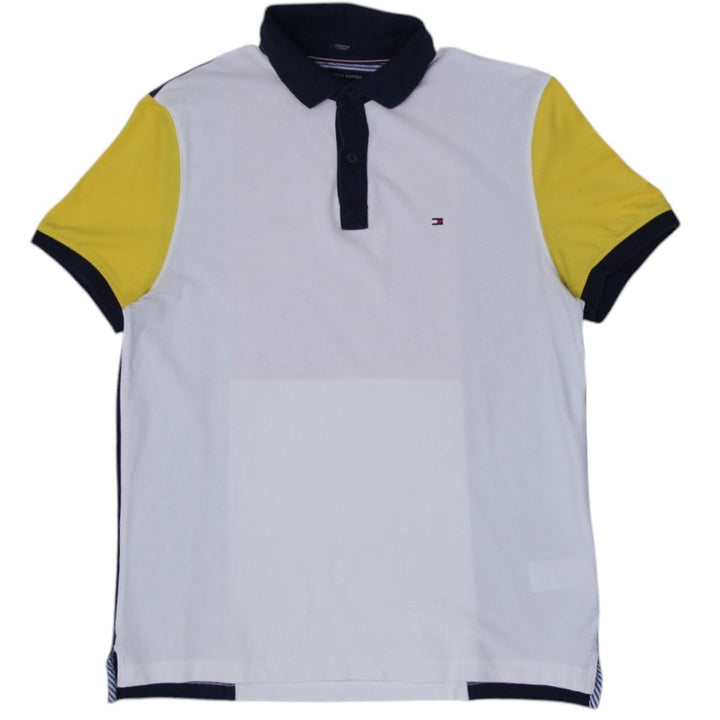Mens Tommy Hilfiger Polo White Navy Yellow Patchwork