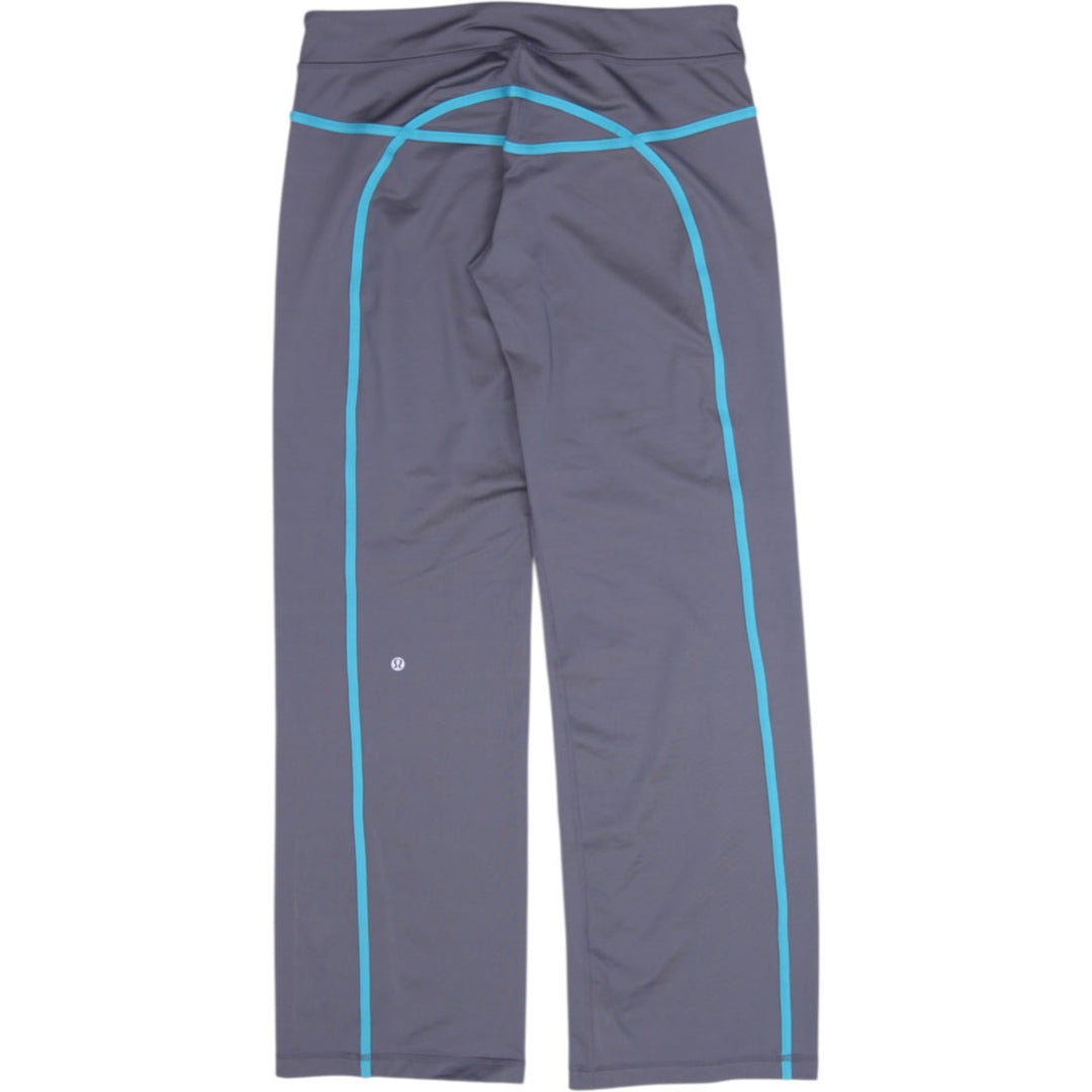 Ladies Lululemon Gray & Turquoise Piping Straight Leg Athletic Pants