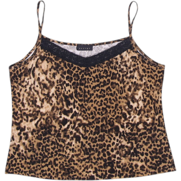 Y2K Ladies Script Camisole Leopard Print Spaghetti Strap Top Size M | Migration_Y2K Tops | Fashion Rerun