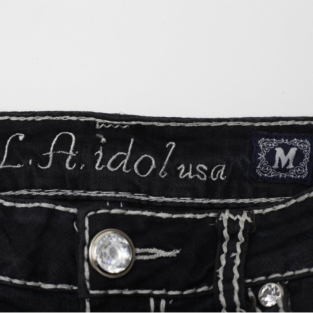 Y2K Ladies LA Idol Rhinestone Mini Skirt Size M | Migration_Skirts - Back View | Fashion Rerun