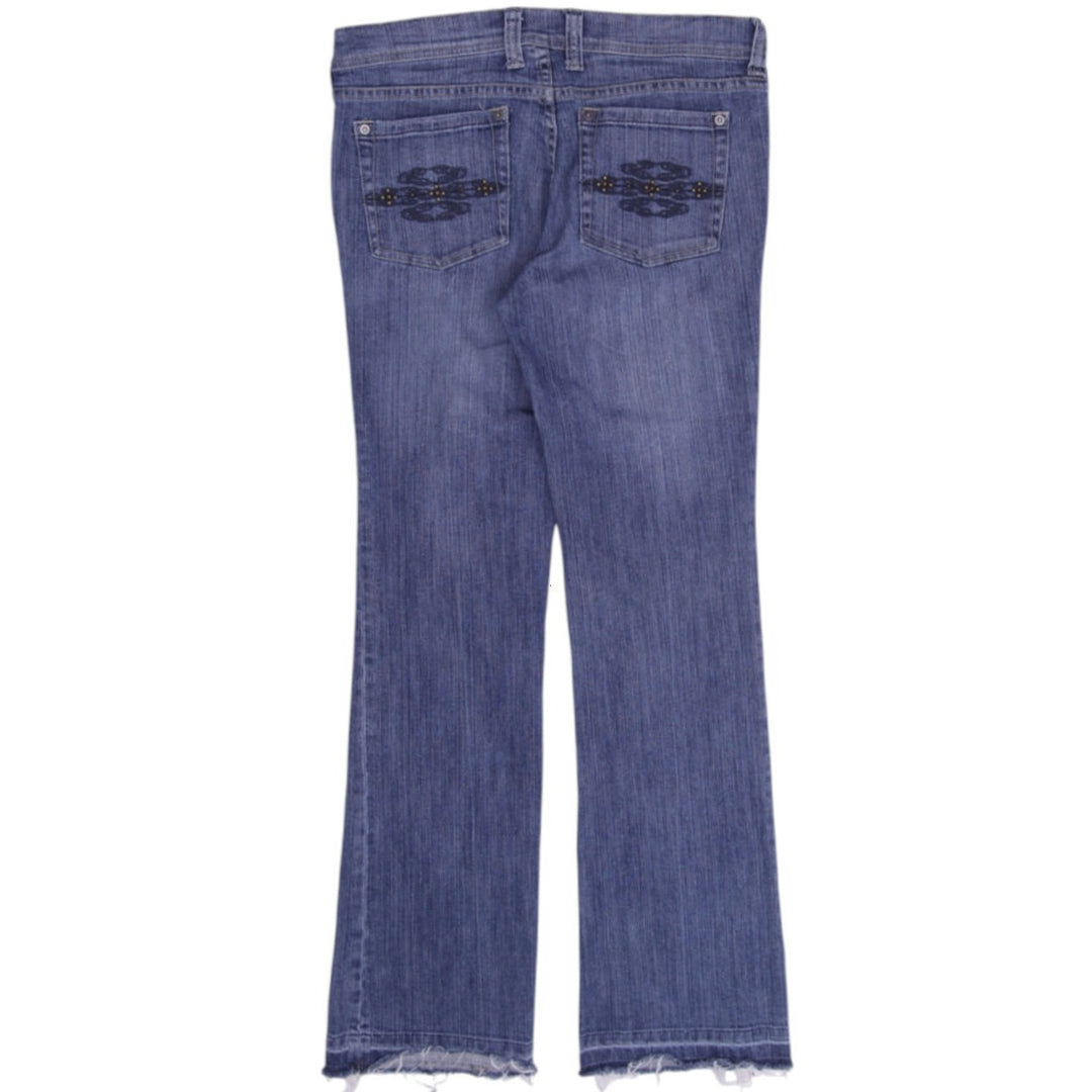 Y2K Ladies Noir Embellished Studded Bootcut Denim Jeans Blue Size 6R