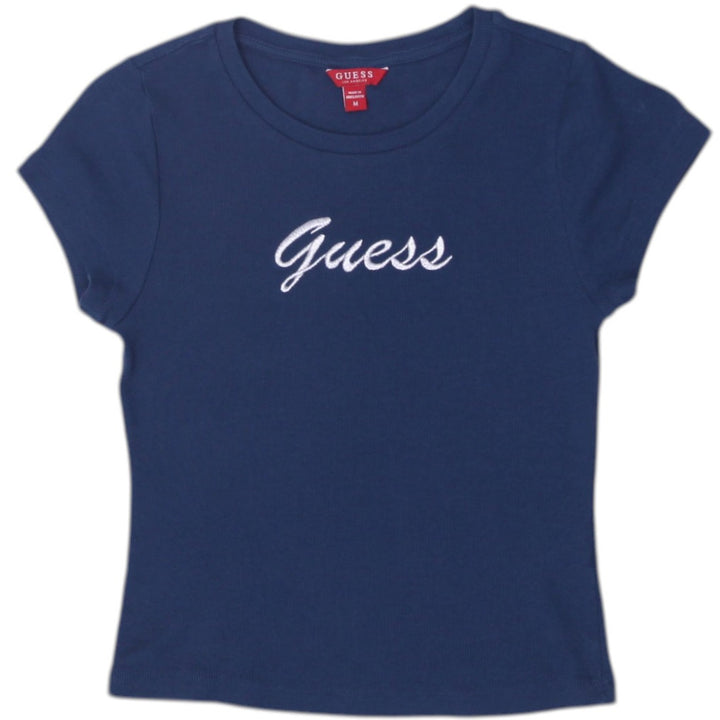 Y2K Ladies Guess Logo Navy Blue Short Sleeve T-Shirt Size M | Migration_Y2K Tops | Fashion Rerun