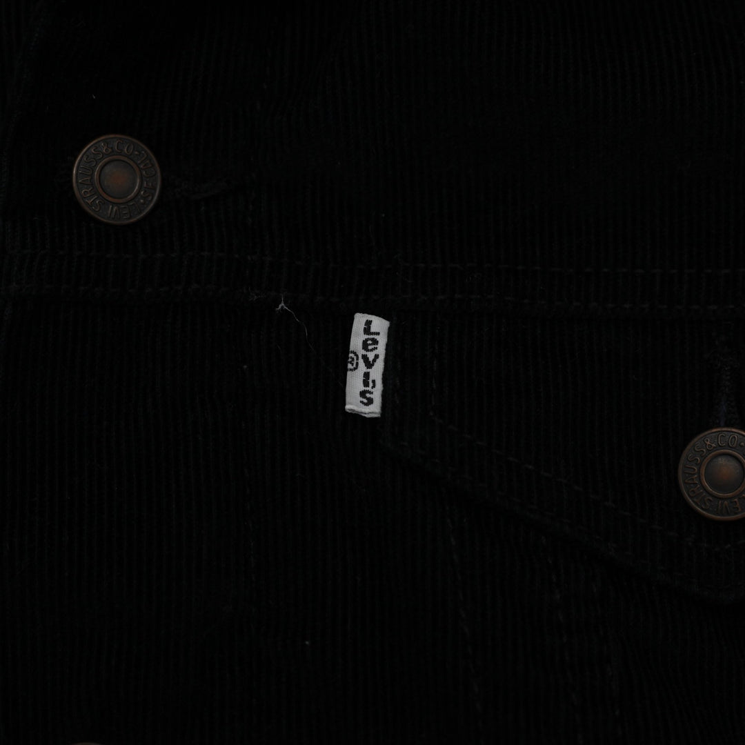 Mens Levi Strauss Levi's Black Corduroy Sherpa Trucker Jacket Size S