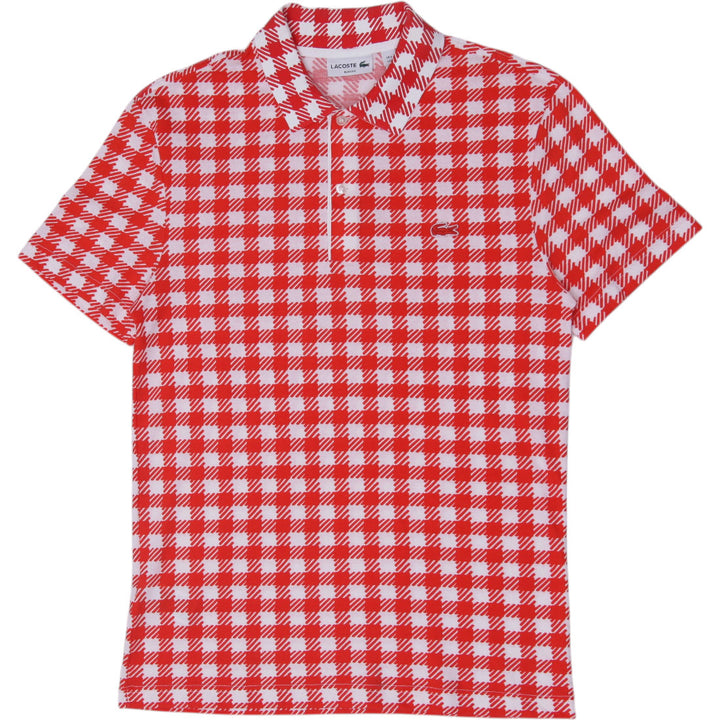 Mens Lacoste Slim Fit Printed Gingham Houndstooth Polo T-Shirt Size M