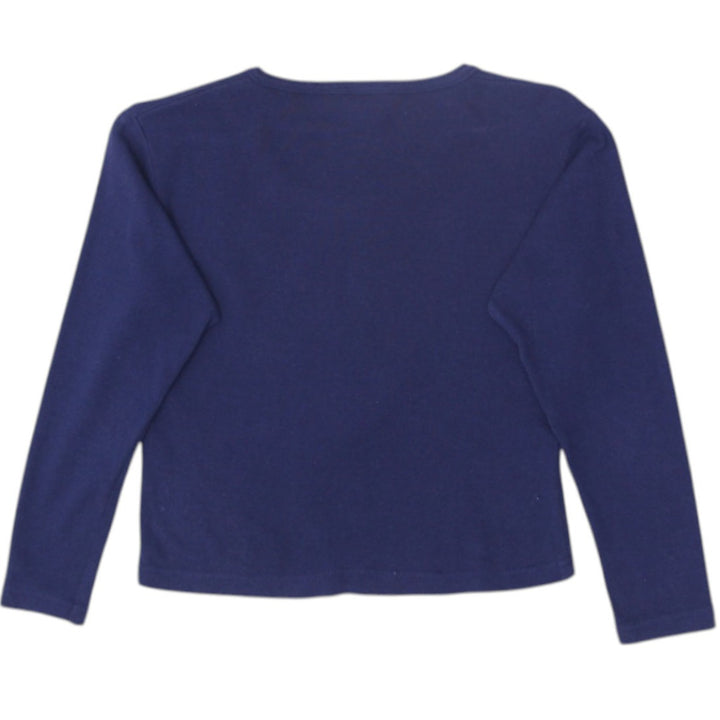 Y2K Ladies Lady Harley Embroidered Quarter Zip Crop Navy T-Shirt | Migration_Y2K Tops - Side View | Fashion Rerun