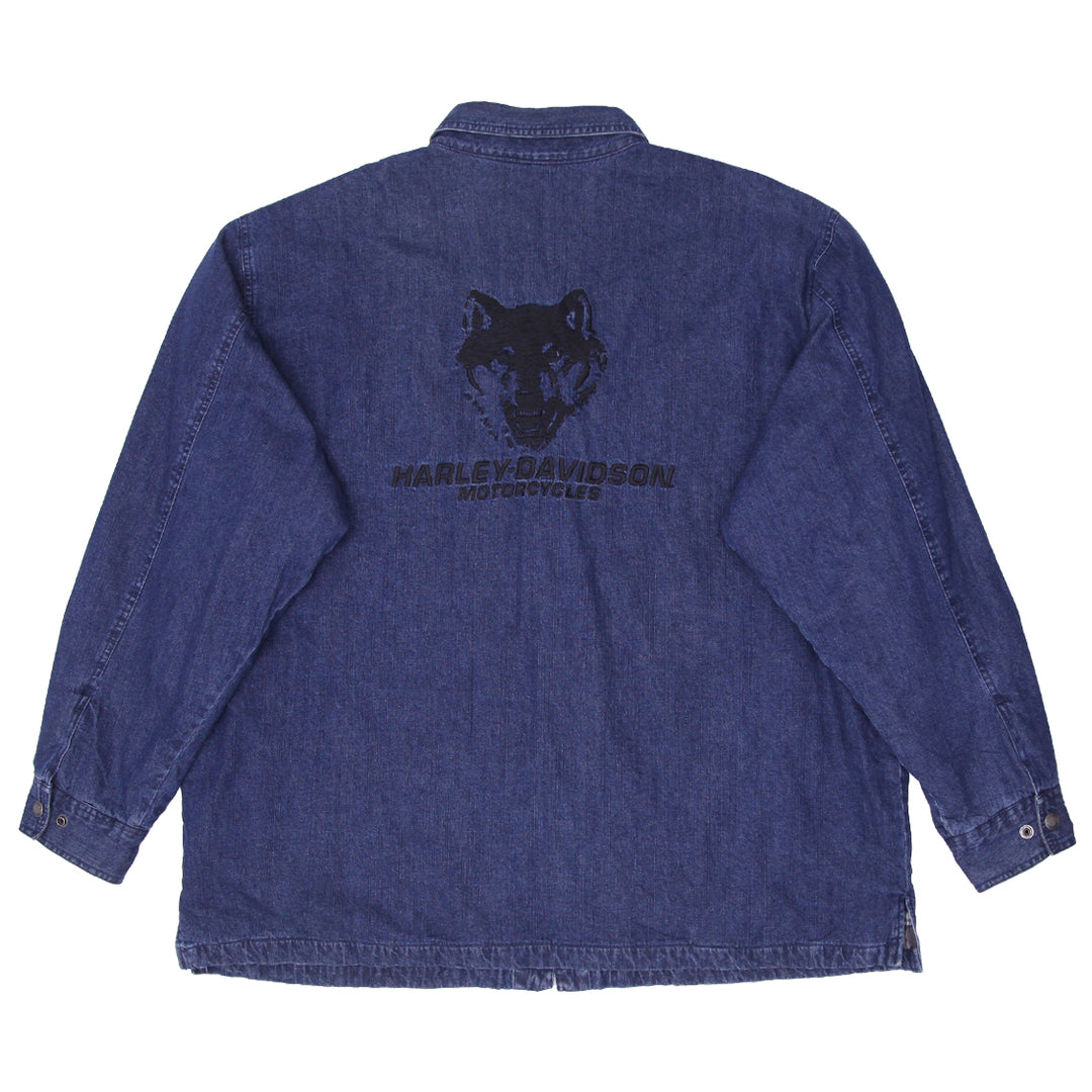 Vintage Harley Davidson Embroidered Plaid Quilt Lined Denim Shirt - Fashion Rerun Vintage Migration_Shirt