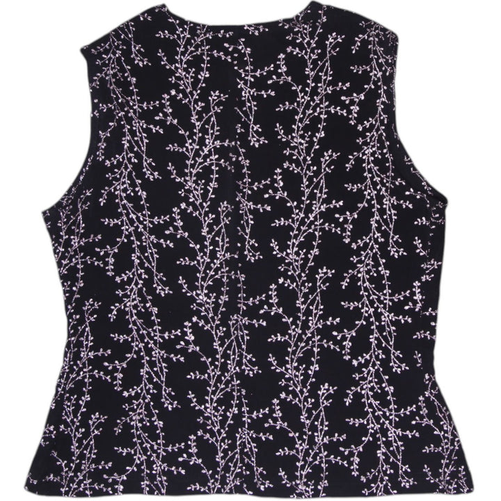 Y2K Ladies Ronni Nicole Sleeveless Top Black Floral Sparkle