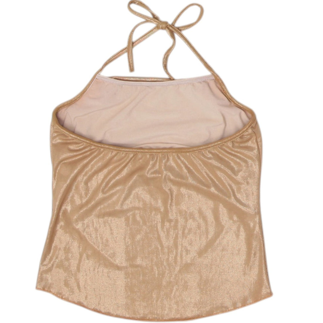 Y2K Ladies Cicci Gold Metallic Shimmer Halter Top Size M