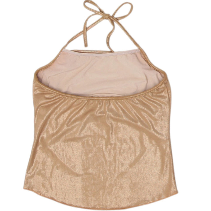 Y2K Ladies Cicci Gold Metallic Shimmer Halter Top Size M