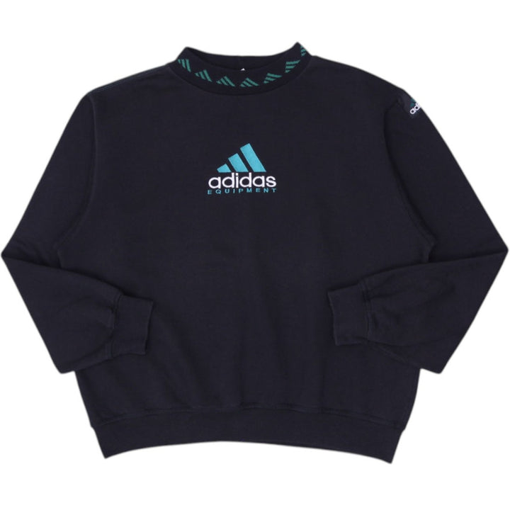 Vintage Adidas Originals EQT Washed Crew Neck Black Sweatshirt Large | Migration_Sweatshirt | Fashion Rerun
