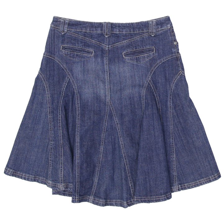 Y2K Ladies Dynamite Ruffle Flared Denim Midi Skirt