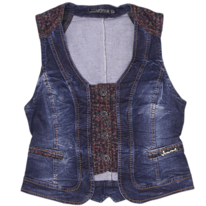 Y2K Ladies Junona Button Front Denim Vest Size S
