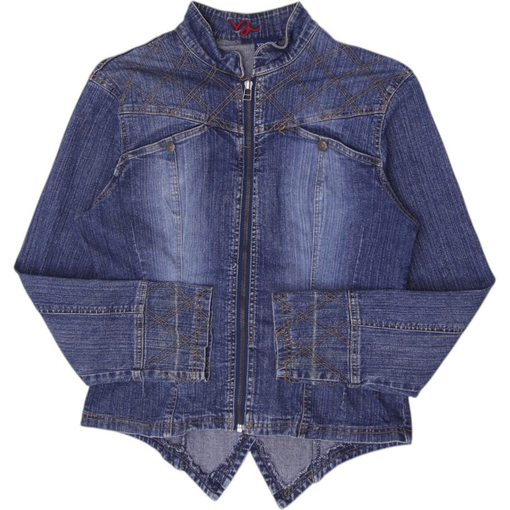 Y2K Ladies Village Jeans Pointed Hem Buckle Back Denim Jacket Size L
