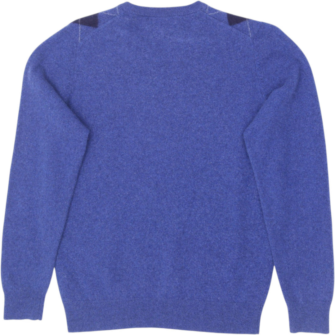 Mens Lochmere 100% Cashmere V-Neck Argyle Sweater