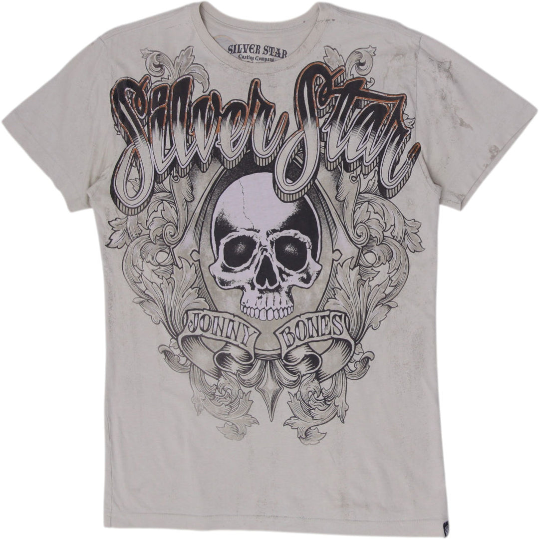 Y2K Mens Silver Star Jon Jones Walkout Jonny Bones UFC MMA Skull Graphic T-Shirt