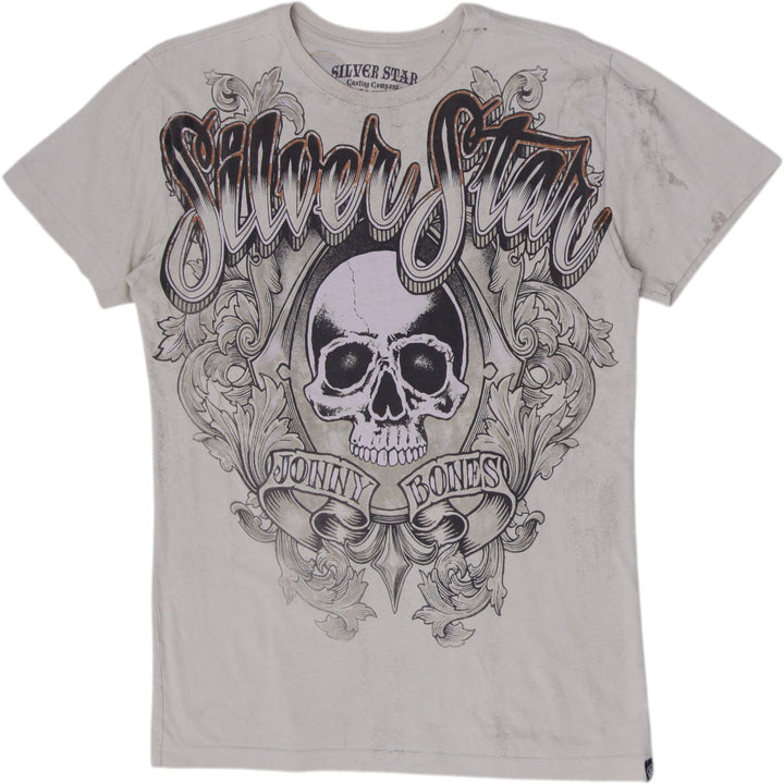 Y2K Mens Silver Star Jon Jones Walkout Jonny Bones UFC MMA Skull Graphic T-Shirt