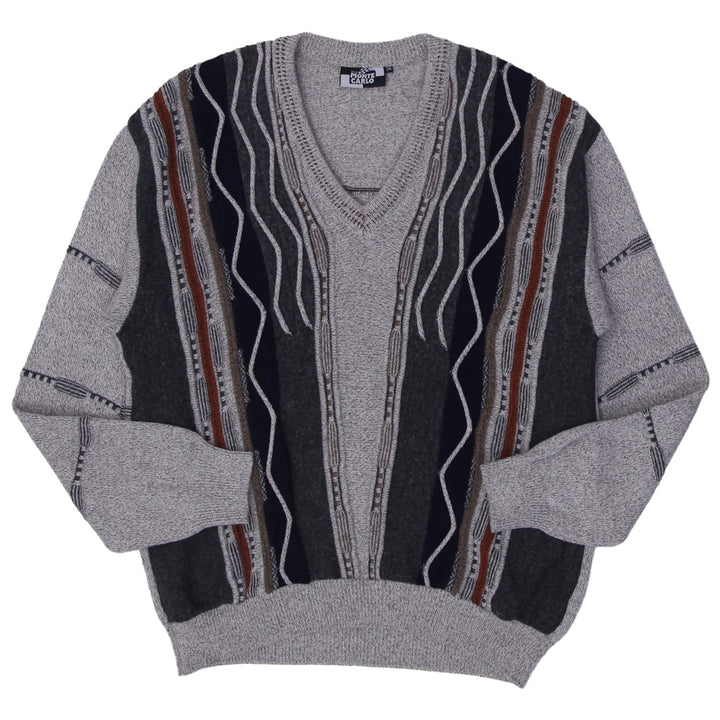 Vintage Mode Monte Carlo Knitted 3D Style V-Neck Sweater