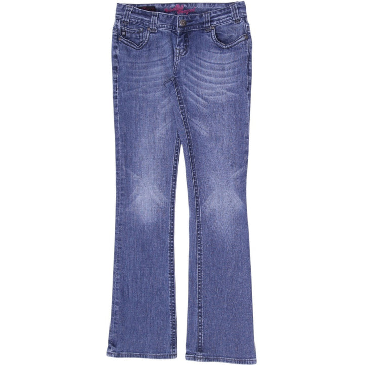 Y2K Ladies Rock and Roll Cowgirl Flare Jeans Blue Low Rise Size 29X34
