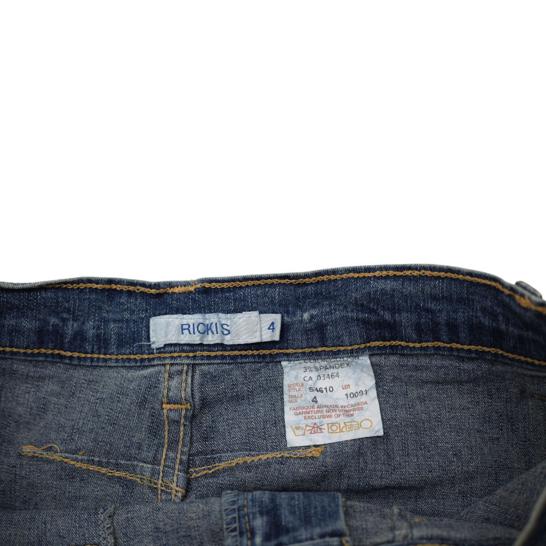 Y2K Ladies Ricki's High-Waisted Stretch Denim Midi Pencil Skirt with Front Slit