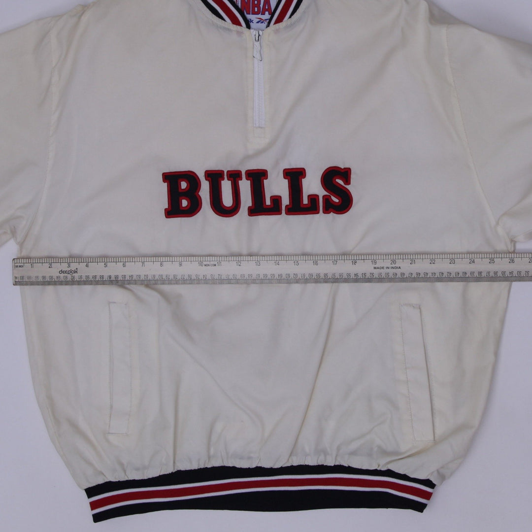 Vintage 90s Reebok NBA Chicago Bulls 1/4 Zip Nylon Windbreaker Jacket Size M