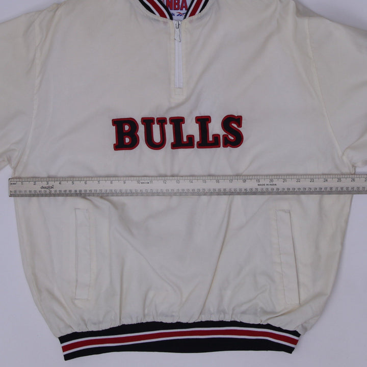 Vintage 90s Reebok NBA Chicago Bulls 1/4 Zip Nylon Windbreaker Jacket Size M