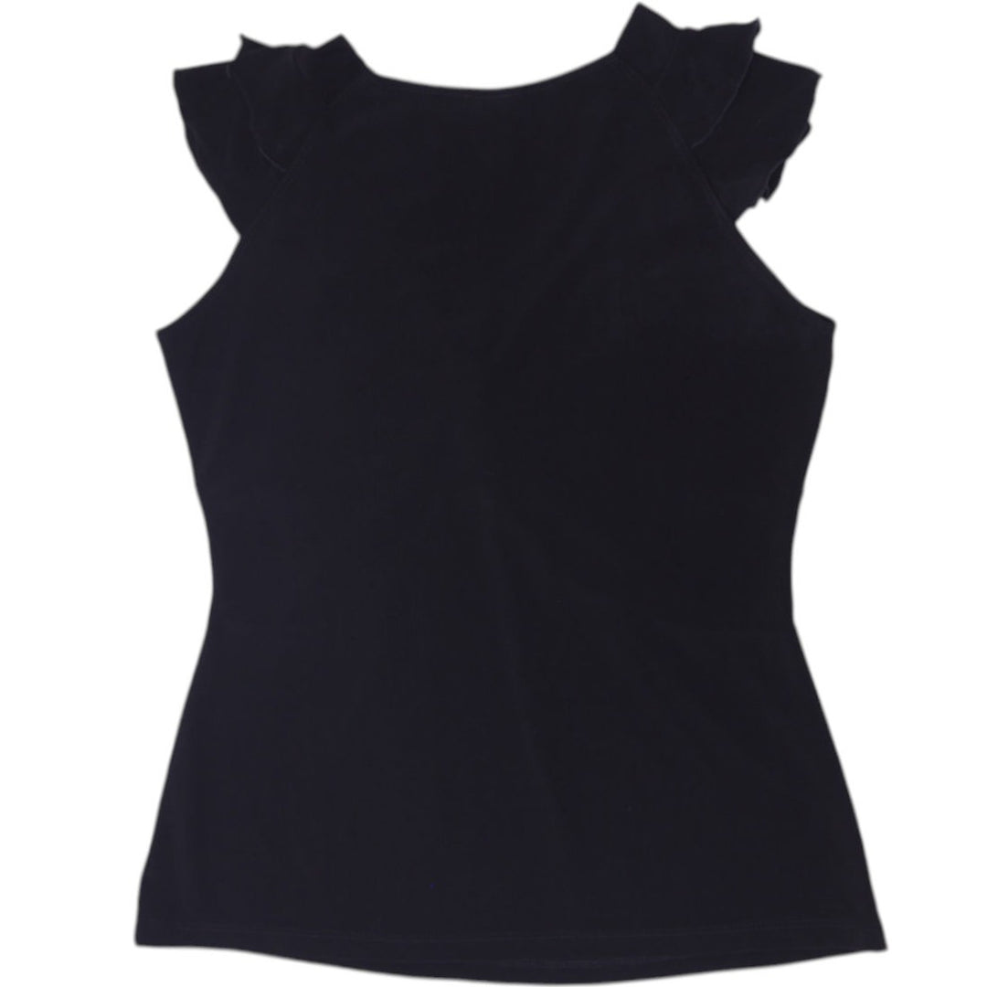 Y2K Ladies Twist Front Ruffle Sleeve Top Size M