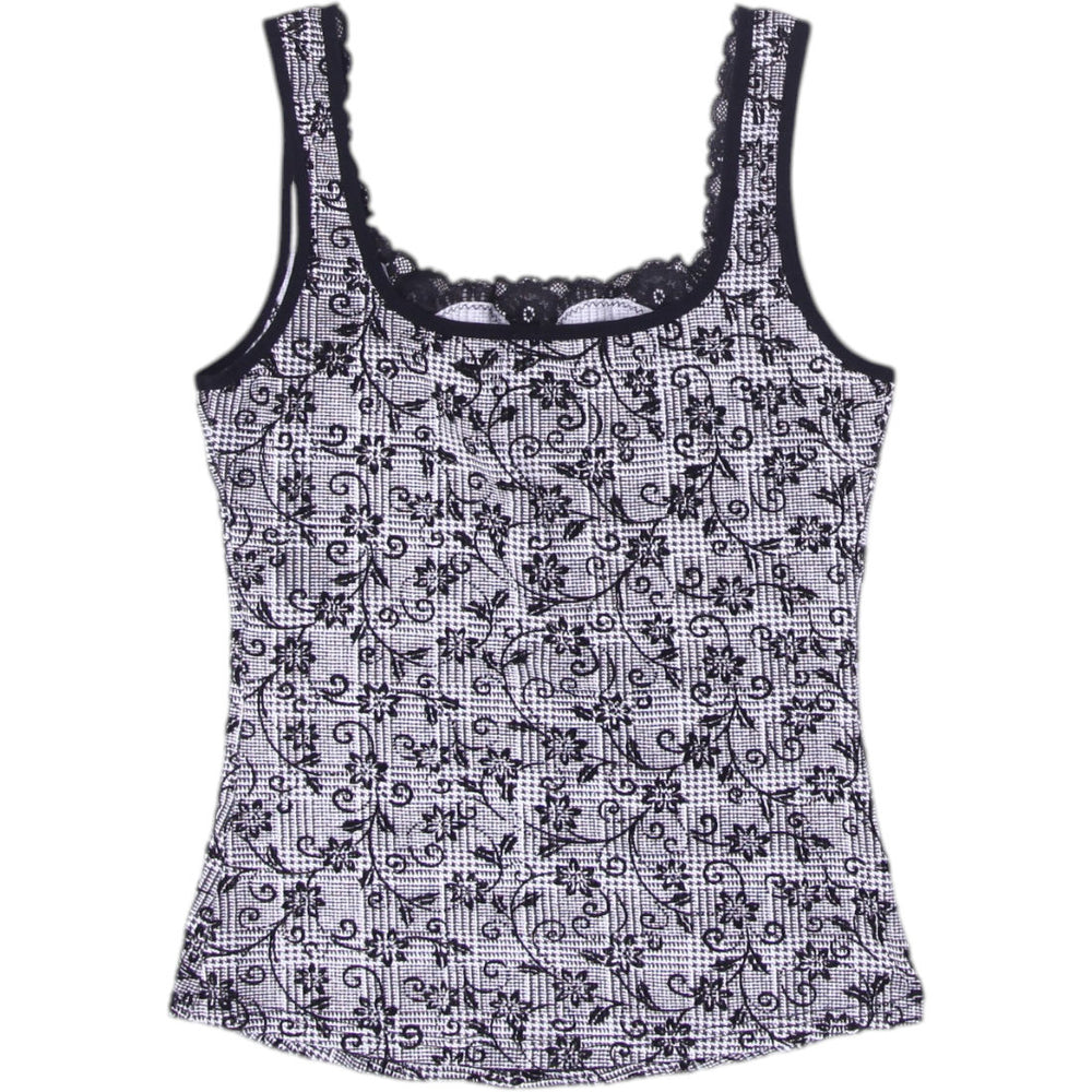 Y2K Ladies Arianne Camisole Floral Lace Trim Top Size M | Migration_Y2K Tops - Side View | Fashion Rerun