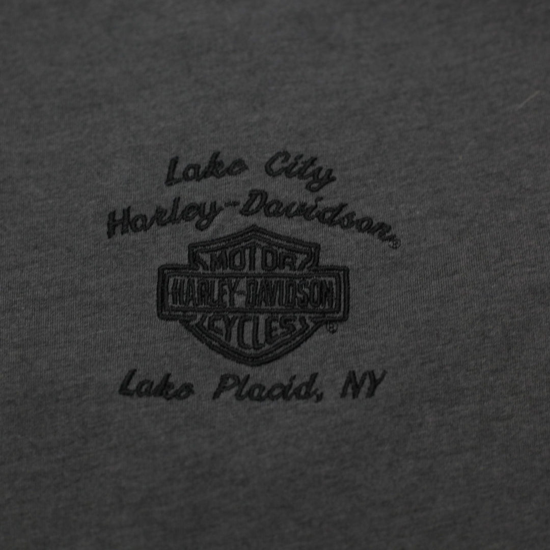Ladies Harley Davidson T-Shirt Gray Graphic Logo Apparel