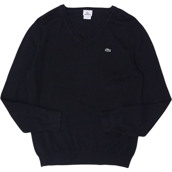 Mens Lacoste V-Neck Black Long Sleeve Knitted Sweater