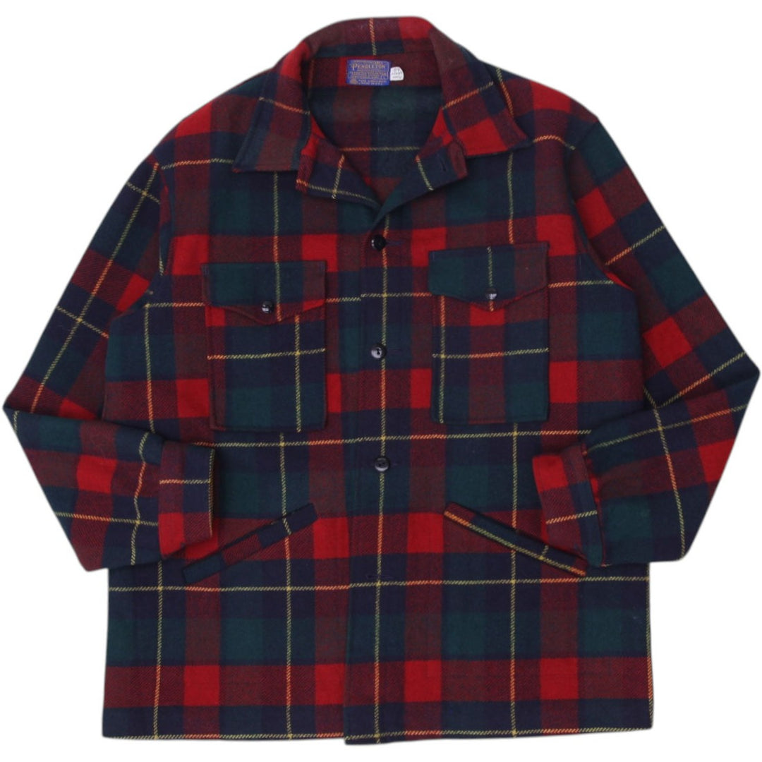 Vintage Pendleton Wool Jacket Red Green Plaid Wool Made In USA L | Migration_Jackets | Fashion Rerun