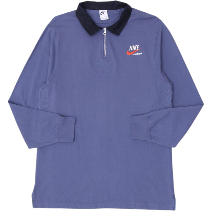 Mens Nike Sportswear Rugby Style Heavy Navy Blue 1/4 Zip Polo T-Shirt L | Migration_T-Shirts | Fashion Rerun