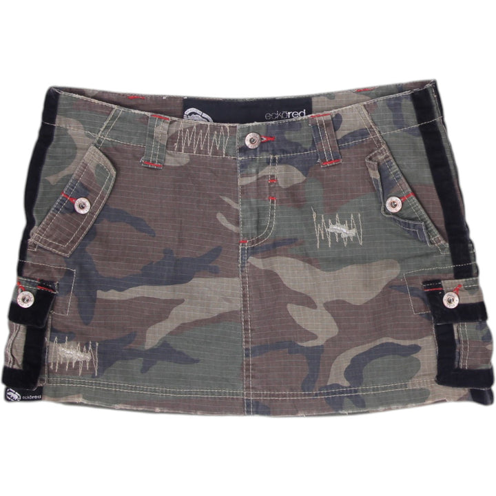 Y2K Ladies Ecko Red Camouflage Mini Skirt Cargo Pockets