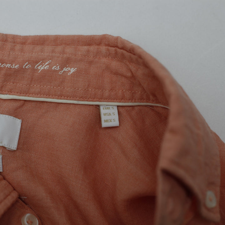 Y2K Mens Porter & Ash 100% Linen Short-Sleeve Button-Down Shirt Size S