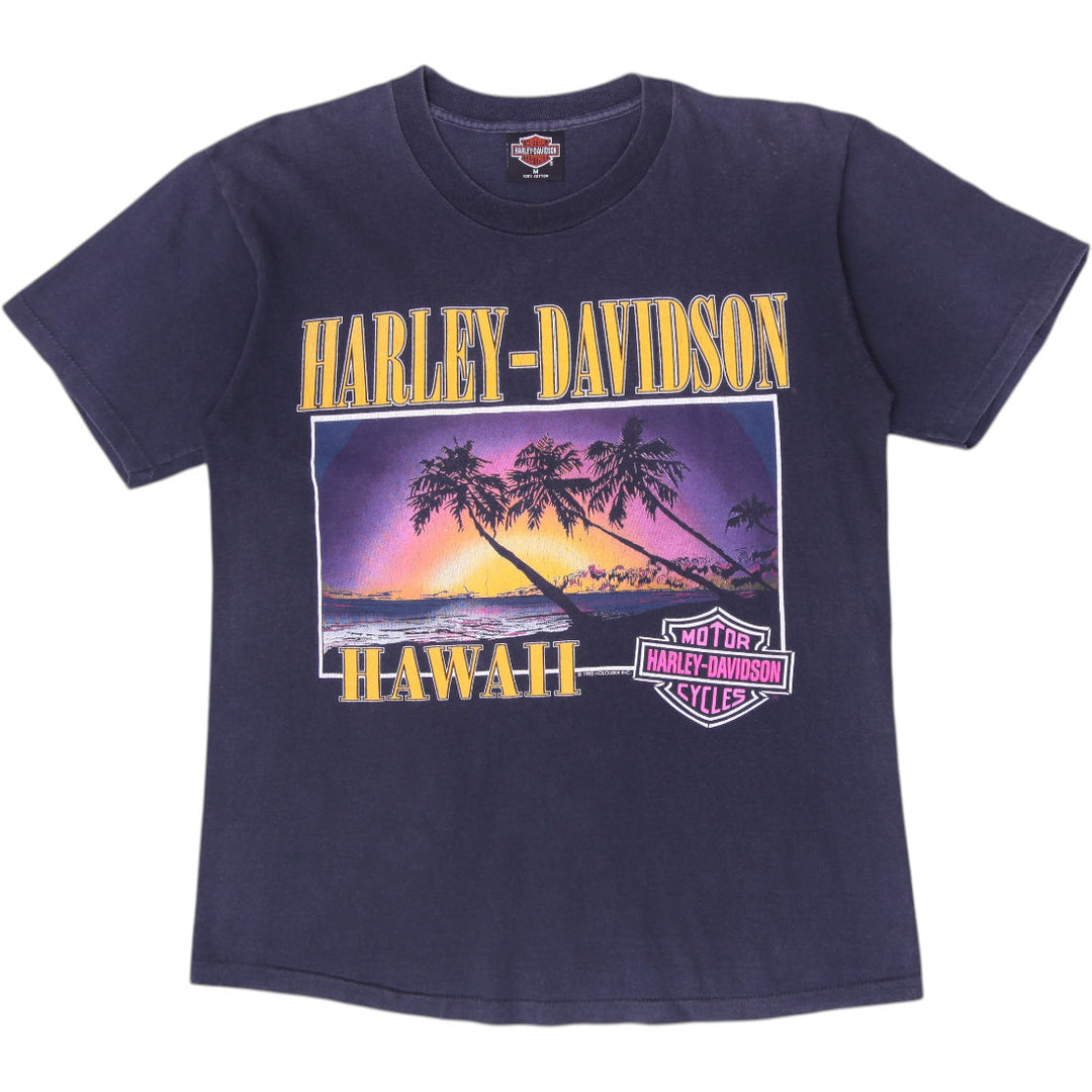Vintage 1992 Harley Davidson Hawaii Sunset T-Shirt Made in USA Size M