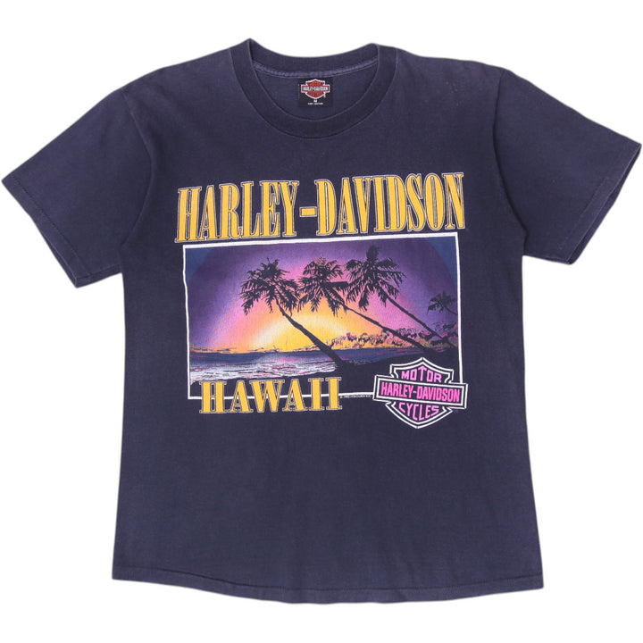 Vintage 1992 Harley Davidson Hawaii Sunset T-Shirt Made in USA Size M