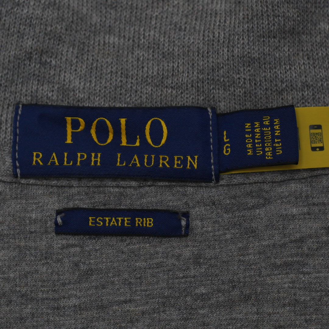 Mens Polo Ralph Lauren Estate Rib Gray Quarter Zip Sweater