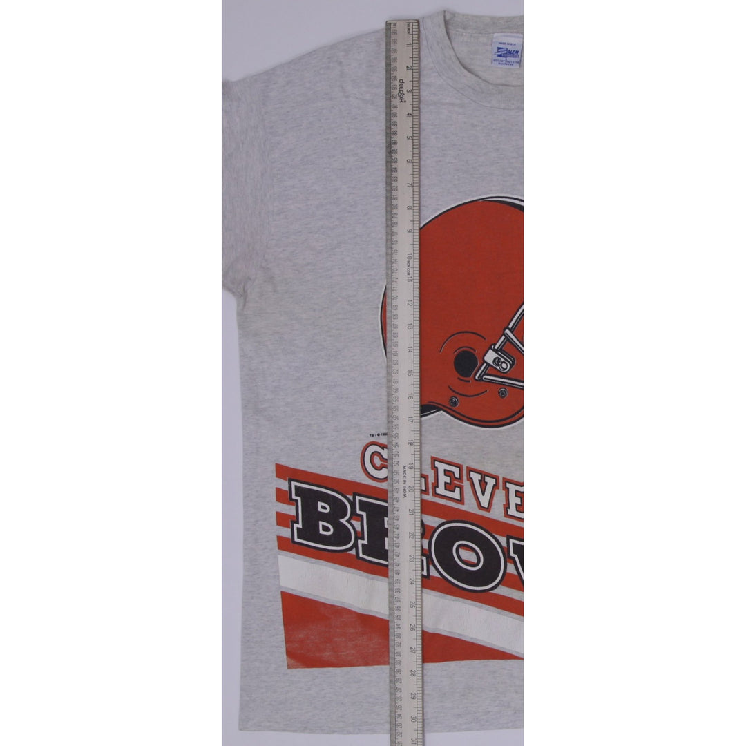 Vintage Mens Salem T-Shirt Gray Cleveland Browns NFL Graphic S.Stitch Size L